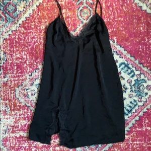 Black lace slip dress